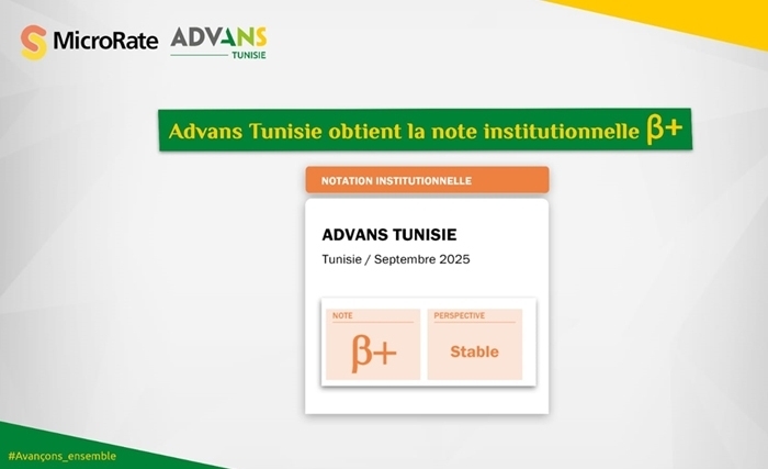Advans Tunisie obtient la notation institutionnelle B+ auprès de MicroRate